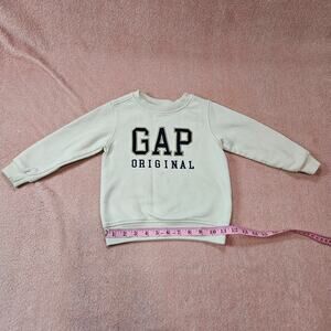 Gap Kids Original Graphic Logo Fleece Sweatshirt Cream Off-White Size 3T
